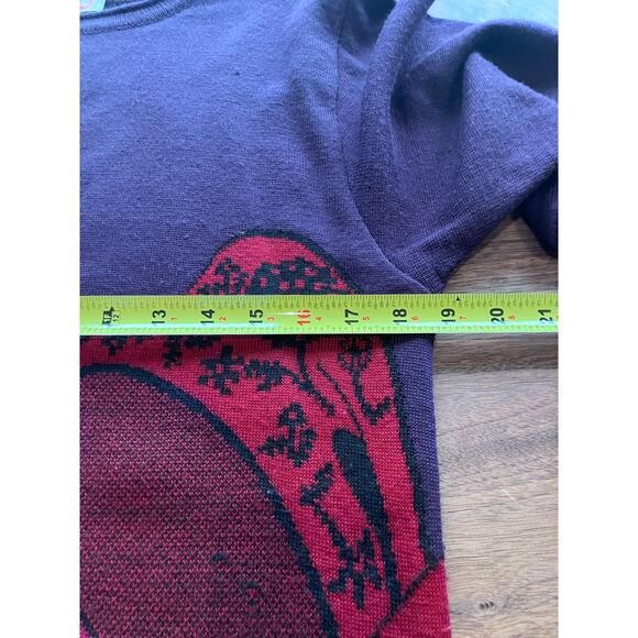 Mondi Women's Top Tunic Sweater Wool Blend Faux Bow Vintage 1980s Purple Red - Picture 7 of 8